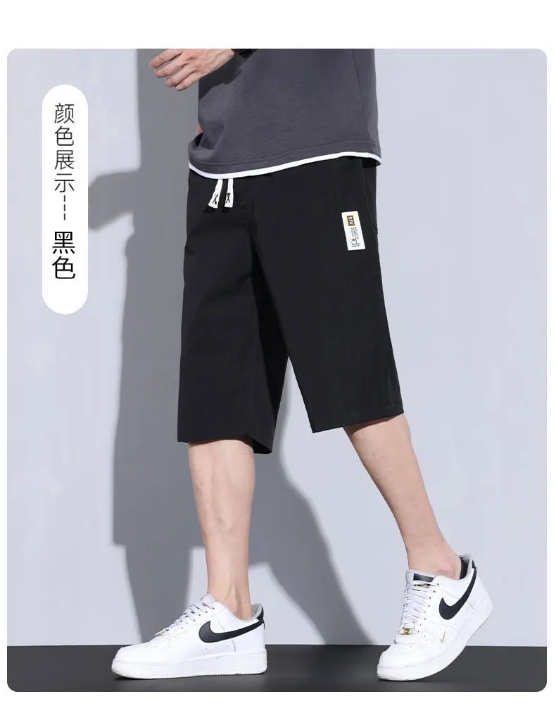 Men's Ice Silk Capri Pants - Quick - Dry Breathable Thin Casual Sports Trousers - StepByStepNow