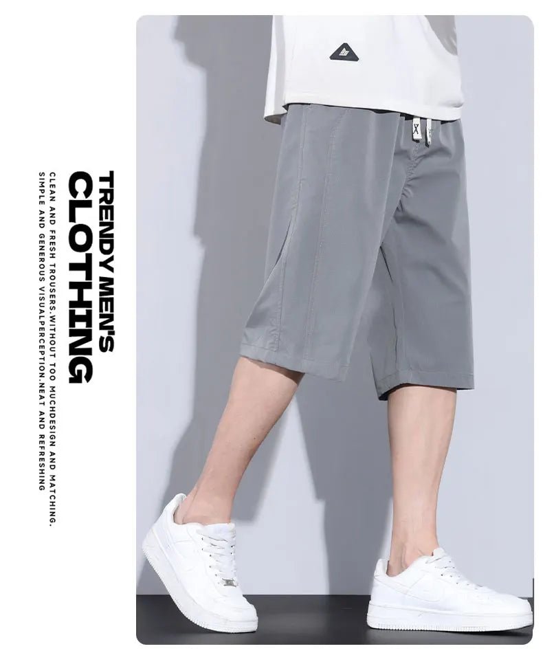 Men's Ice Silk Capri Pants - Quick - Dry Breathable Thin Casual Sports Trousers - StepByStepNow