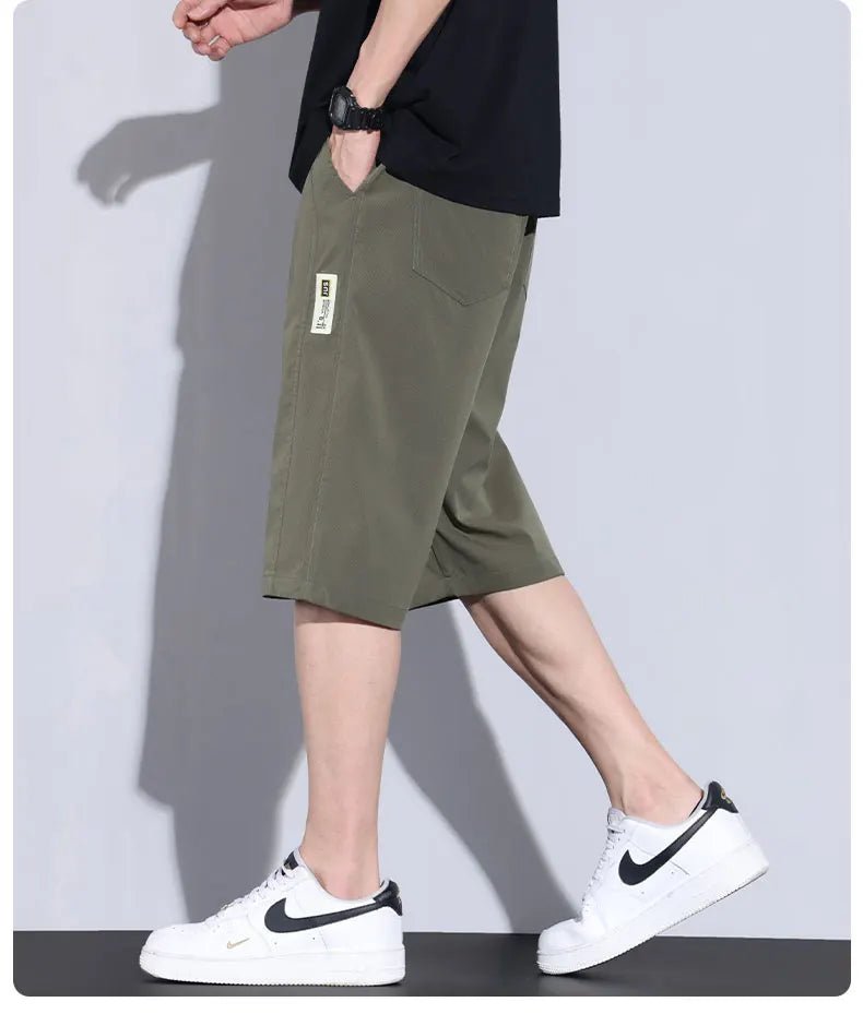 Men's Ice Silk Capri Pants - Quick - Dry Breathable Thin Casual Sports Trousers - StepByStepNow