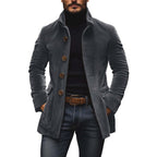 Men's Jacket Winter Stand Collar Button - up Coat Casual Blazer Outerwear Clothing - StepByStepNow
