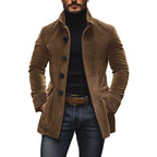 Men's Jacket Winter Stand Collar Button - up Coat Casual Blazer Outerwear Clothing - StepByStepNow