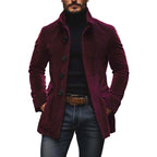 Men's Jacket Winter Stand Collar Button - up Coat Casual Blazer Outerwear Clothing - StepByStepNow