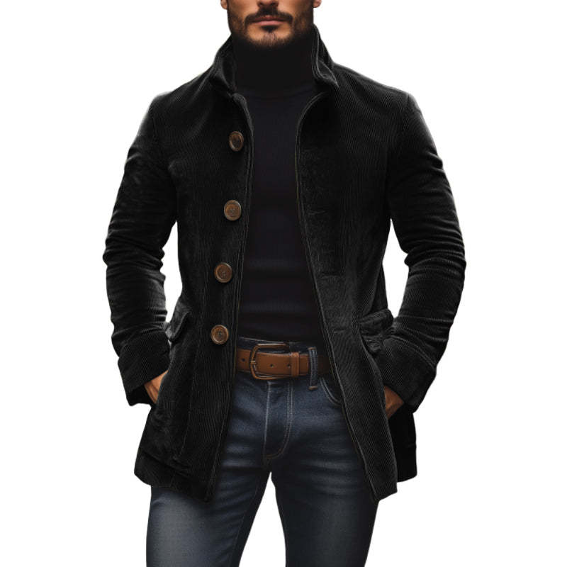 Men's Jacket Winter Stand Collar Button - up Coat Casual Blazer Outerwear Clothing - StepByStepNow
