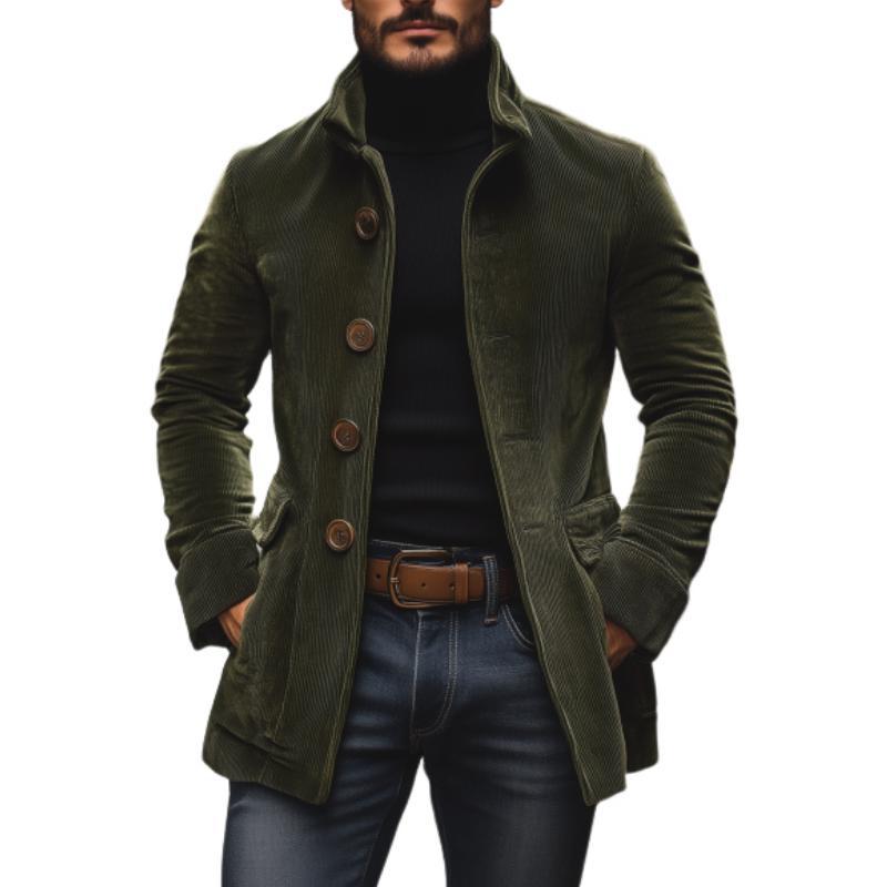 Men's Jacket Winter Stand Collar Button - up Coat Casual Blazer Outerwear Clothing - StepByStepNow
