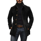 Men's Jacket Winter Stand Collar Button - up Coat Casual Blazer Outerwear Clothing - StepByStepNow