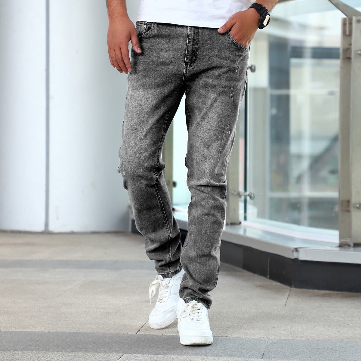Men's Jeans Gray Trousers Stretch Skinny - StepByStepNow