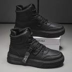 Men’s Leather Casual Mid - Top Shoes – Height Increasing Sneakers, Breathable & Hard - Wearing - StepByStepNow