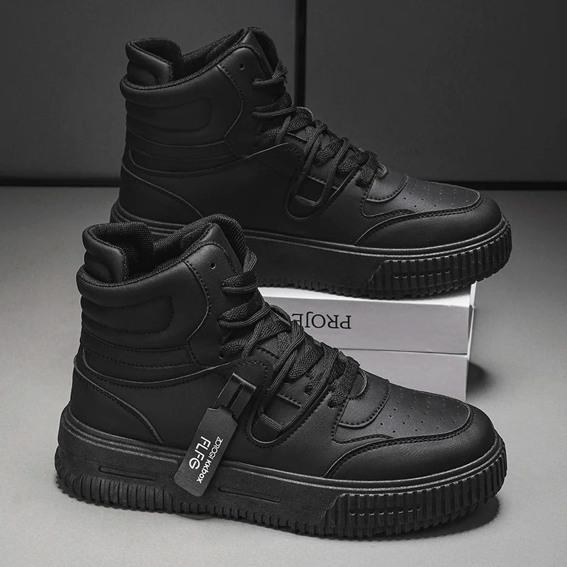 Men’s Leather Casual Mid - Top Shoes – Height Increasing Sneakers, Breathable & Hard - Wearing - StepByStepNow