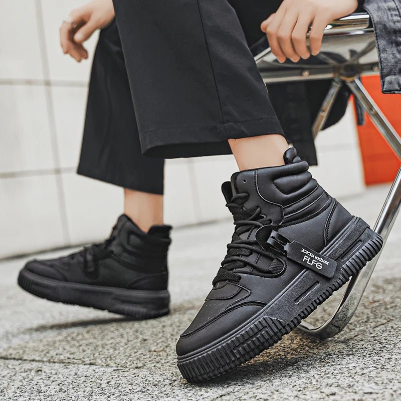 Men’s Leather Casual Mid - Top Shoes – Height Increasing Sneakers, Breathable & Hard - Wearing - StepByStepNow