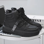 Men’s Leather Casual Mid - Top Shoes – Height Increasing Sneakers, Breathable & Hard - Wearing - StepByStepNow