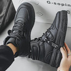 Men’s Leather Casual Mid - Top Shoes – Height Increasing Sneakers, Breathable & Hard - Wearing - StepByStepNow