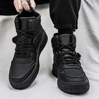Men’s Leather Casual Mid - Top Shoes – Height Increasing Sneakers, Breathable & Hard - Wearing - StepByStepNow