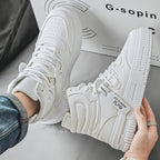 Men’s Leather Casual Mid - Top Shoes – Height Increasing Sneakers, Breathable & Hard - Wearing - StepByStepNow