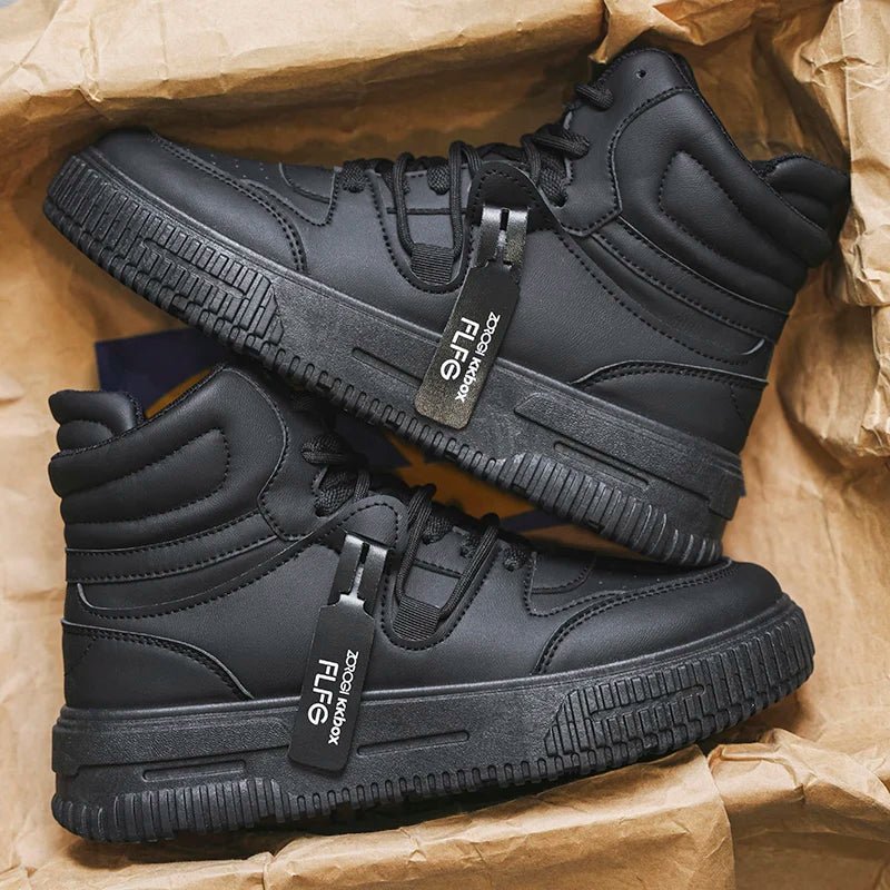 Men’s Leather Casual Mid - Top Shoes – Height Increasing Sneakers, Breathable & Hard - Wearing - StepByStepNow
