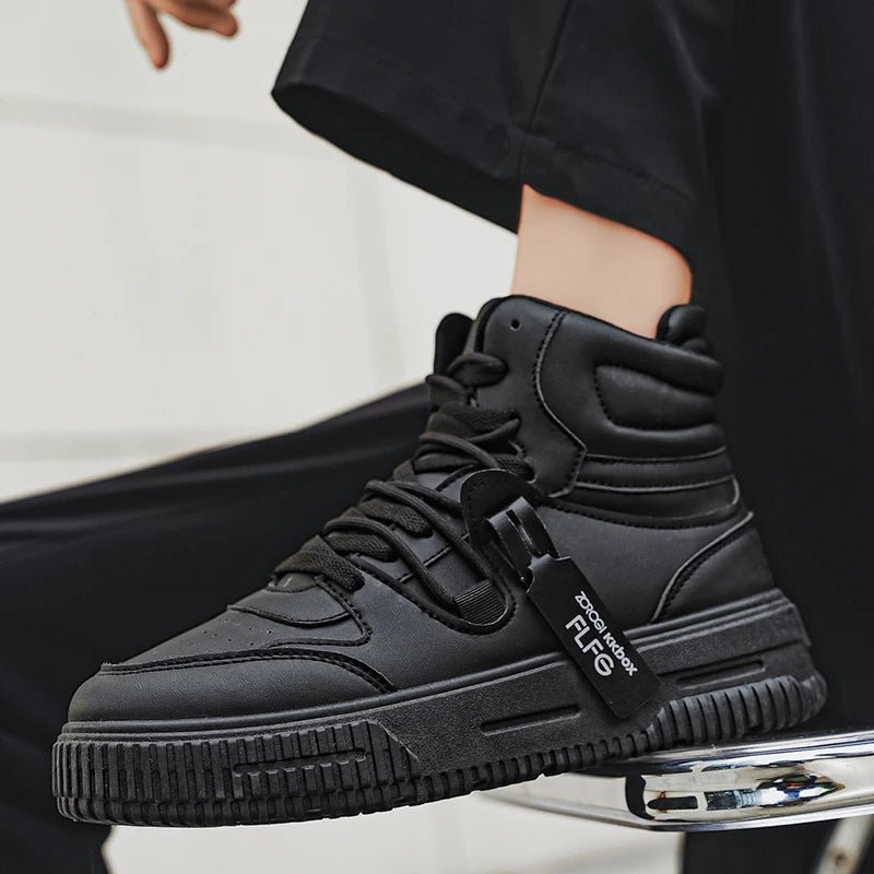 Men’s Leather Casual Mid - Top Shoes – Height Increasing Sneakers, Breathable & Hard - Wearing - StepByStepNow