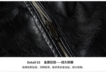 Men's Leather Jacket 2024 Autumn Winter New Plush Loose Outdoor Travel Motorcycle Coat Men Fashionable Trendy Leather Clothing - StepByStep