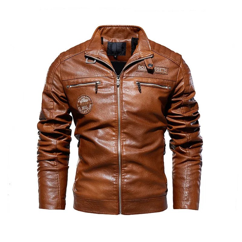 Men's Leather Jacket 2024 Autumn Winter New Plush Loose Outdoor Travel Motorcycle Coat Men Fashionable Trendy Leather Clothing - StepByStep