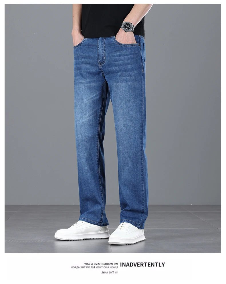 Men's Light Luxury Stretch Slim Fit Pants - Soft Business Casual Denim Trousers - StepByStepNow