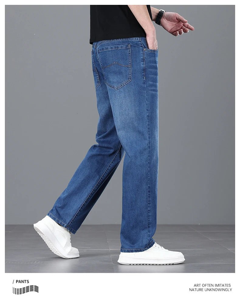 Men's Light Luxury Stretch Slim Fit Pants - Soft Business Casual Denim Trousers - StepByStepNow