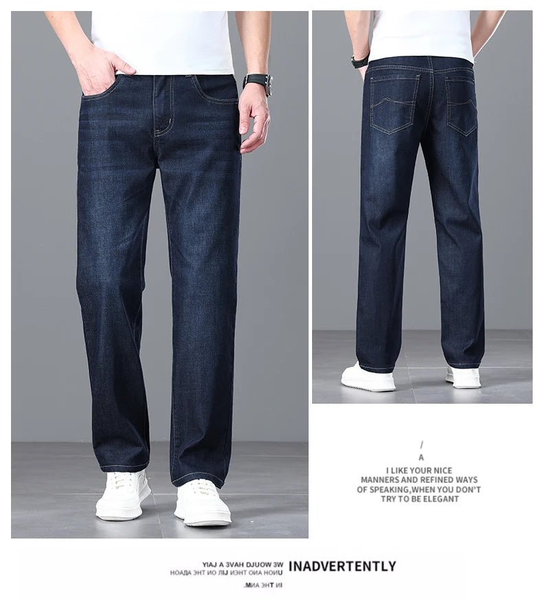 Men's Light Luxury Stretch Slim Fit Pants - Soft Business Casual Denim Trousers - StepByStepNow