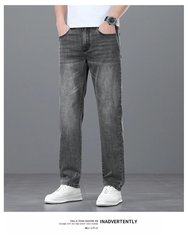 Men's Light Luxury Stretch Slim Fit Pants - Soft Business Casual Denim Trousers - StepByStepNow