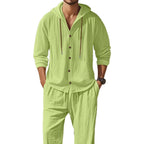 Men's Linen Long - Sleeved Shirt And Pants Set Breathable Outdoor Leisure Hiking Beach Sports Clothing for Spring Summer Autumn - StepByStepNow
