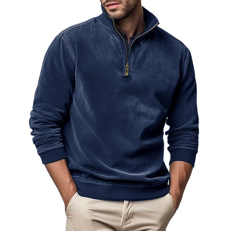 Men's Long - sleeved Zipped Stand Collar Sweater - StepByStepNow