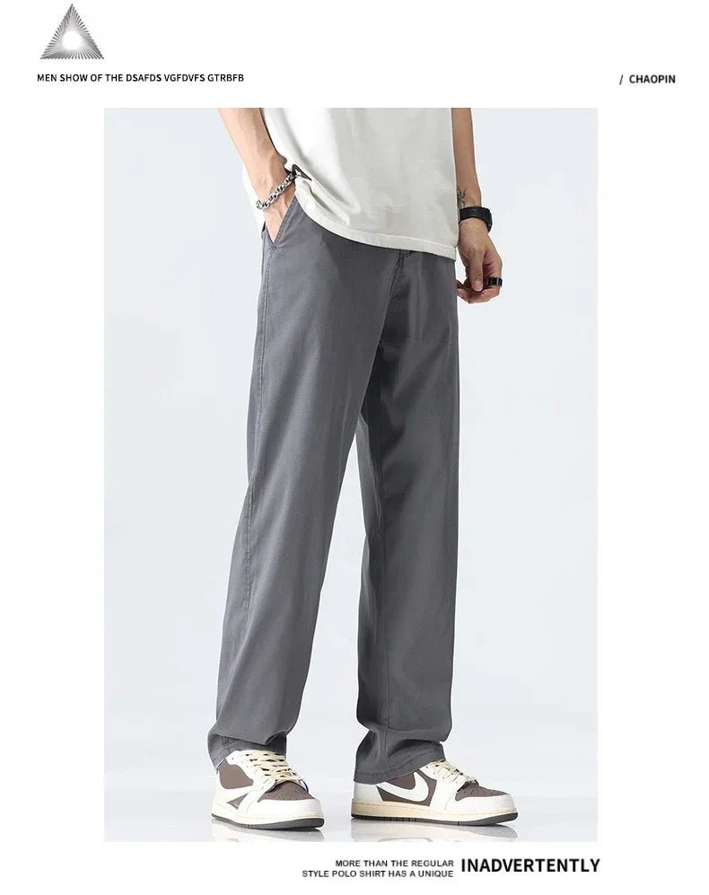 Men's Lyocell Straight Trousers - Ultra - Thin Breathable Casual Summer Sweatpants - StepByStepNow