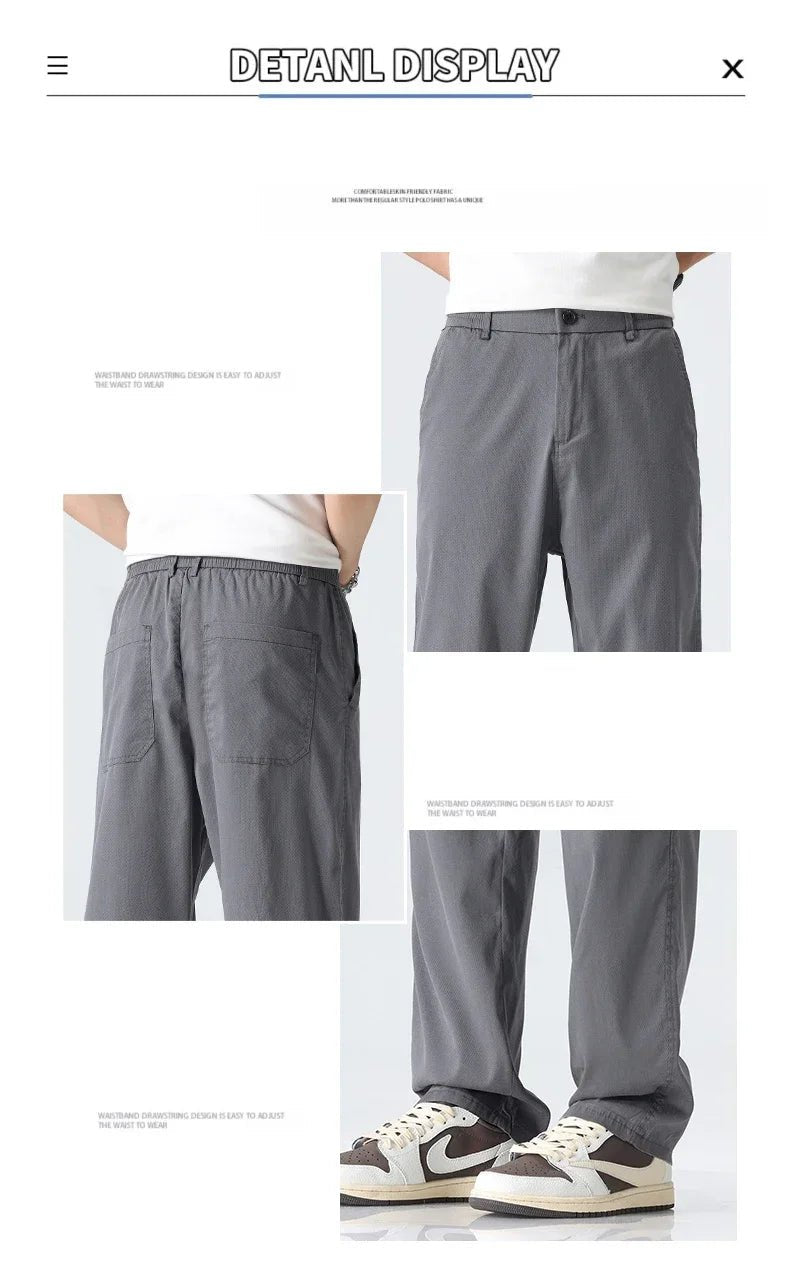 Men's Lyocell Straight Trousers - Ultra - Thin Breathable Casual Summer Sweatpants - StepByStepNow