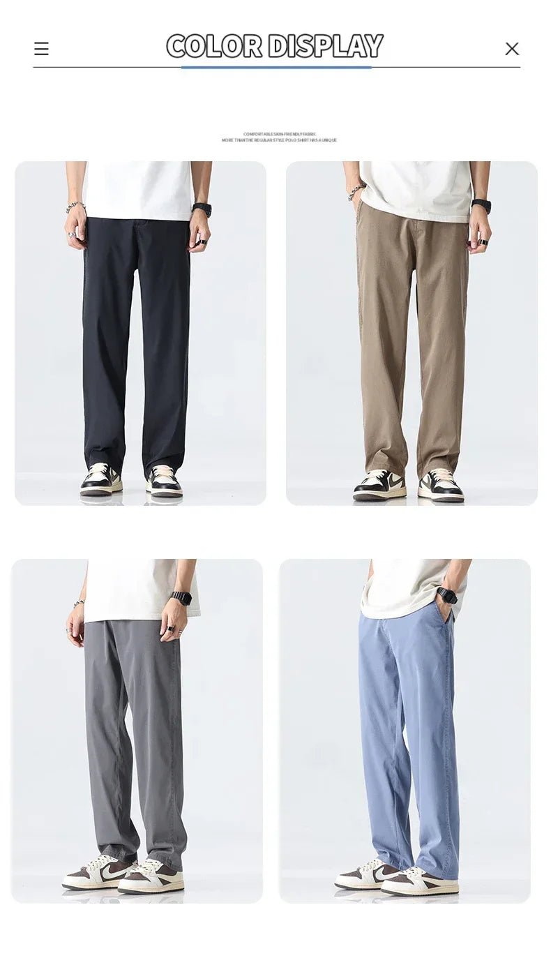 Men's Lyocell Straight Trousers - Ultra - Thin Breathable Casual Summer Sweatpants - StepByStepNow