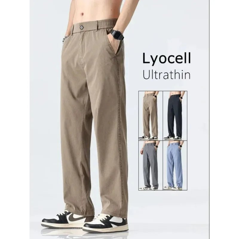 Men's Lyocell Straight Trousers - Ultra - Thin Breathable Casual Summer Sweatpants - StepByStepNow