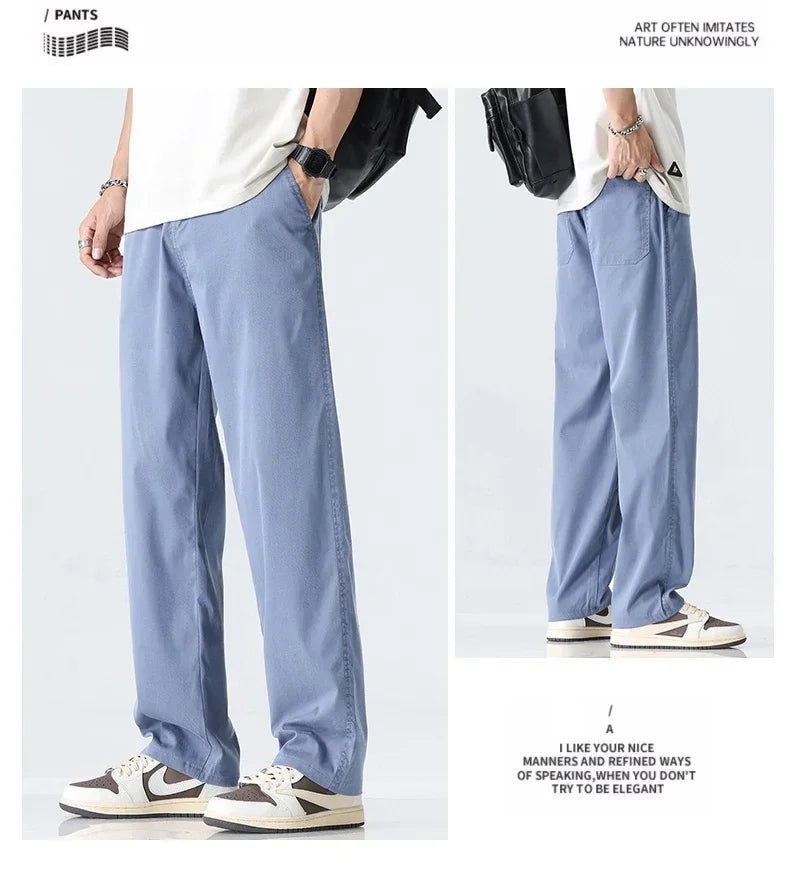 Men's Lyocell Straight Trousers - Ultra - Thin Breathable Casual Summer Sweatpants - StepByStepNow