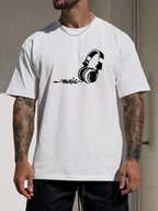 Men's Music & Headphones Graphic Tee - Modern Minimalist - StepByStepNow