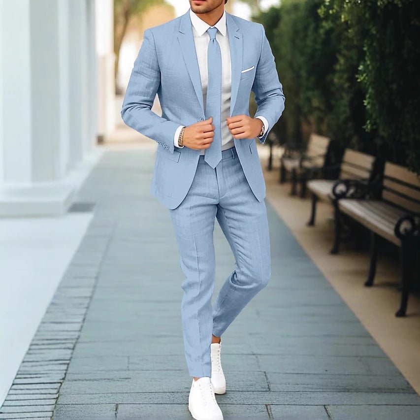 Men's New Linen Single Row One Button Suit - StepByStepNow