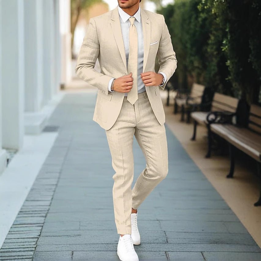 Men's New Linen Single Row One Button Suit - StepByStepNow