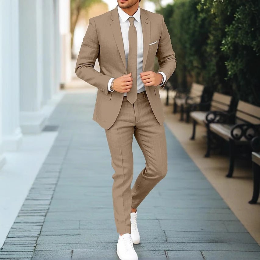 Men's New Linen Single Row One Button Suit - StepByStepNow