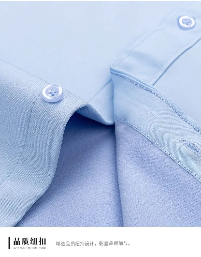 Men's Non - Iron Business Shirt - High Elasticity Long Sleeve Wrinkle - Free Formal Top - StepByStepNow