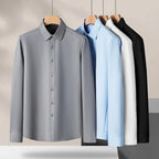 Men's Non - Iron Business Shirt - High Elasticity Long Sleeve Wrinkle - Free Formal Top - StepByStepNow