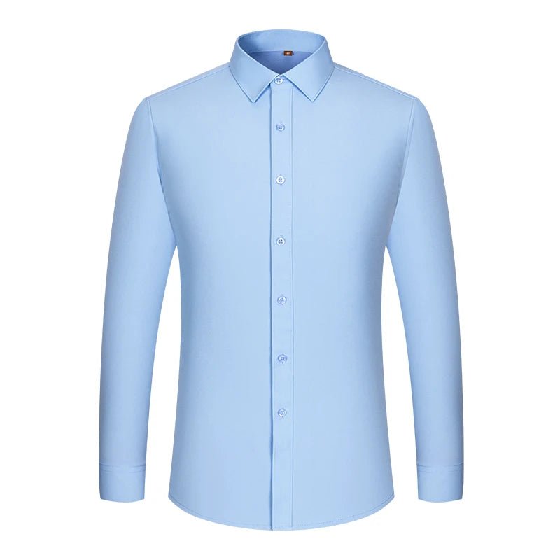 Men's Non - Iron Business Shirt - High Elasticity Long Sleeve Wrinkle - Free Formal Top - StepByStepNow