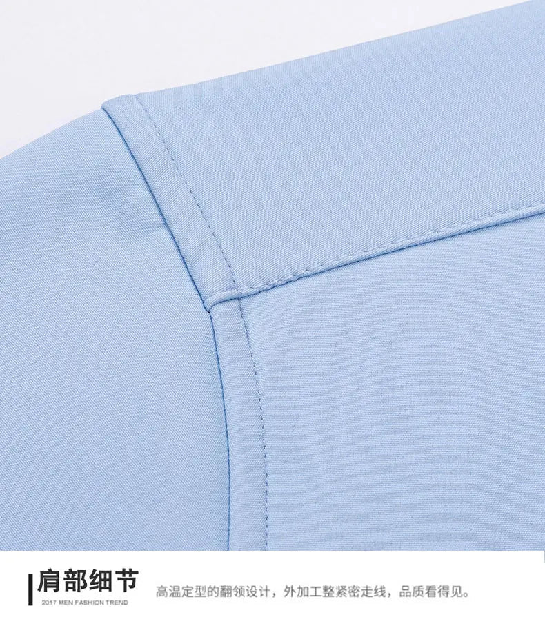 Men's Non - Iron Business Shirt - High Elasticity Long Sleeve Wrinkle - Free Formal Top - StepByStepNow