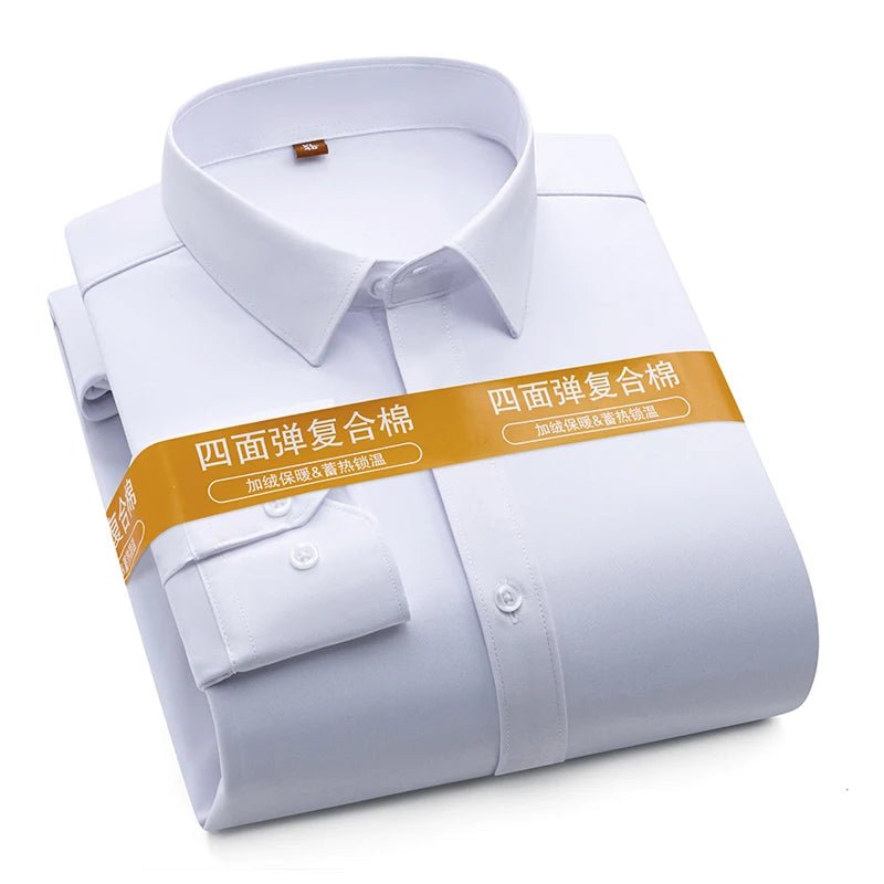 Men's Non - Iron Business Shirt - High Elasticity Long Sleeve Wrinkle - Free Formal Top - StepByStepNow