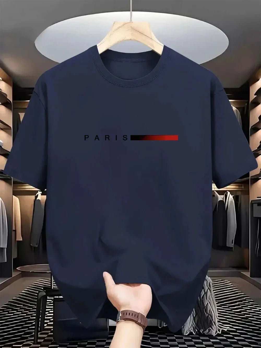 Men's Paris Letter Print T-Shirt - Creative Summer Loose Casual Round Neck Top | StepbyStepNow - StepByStepNow