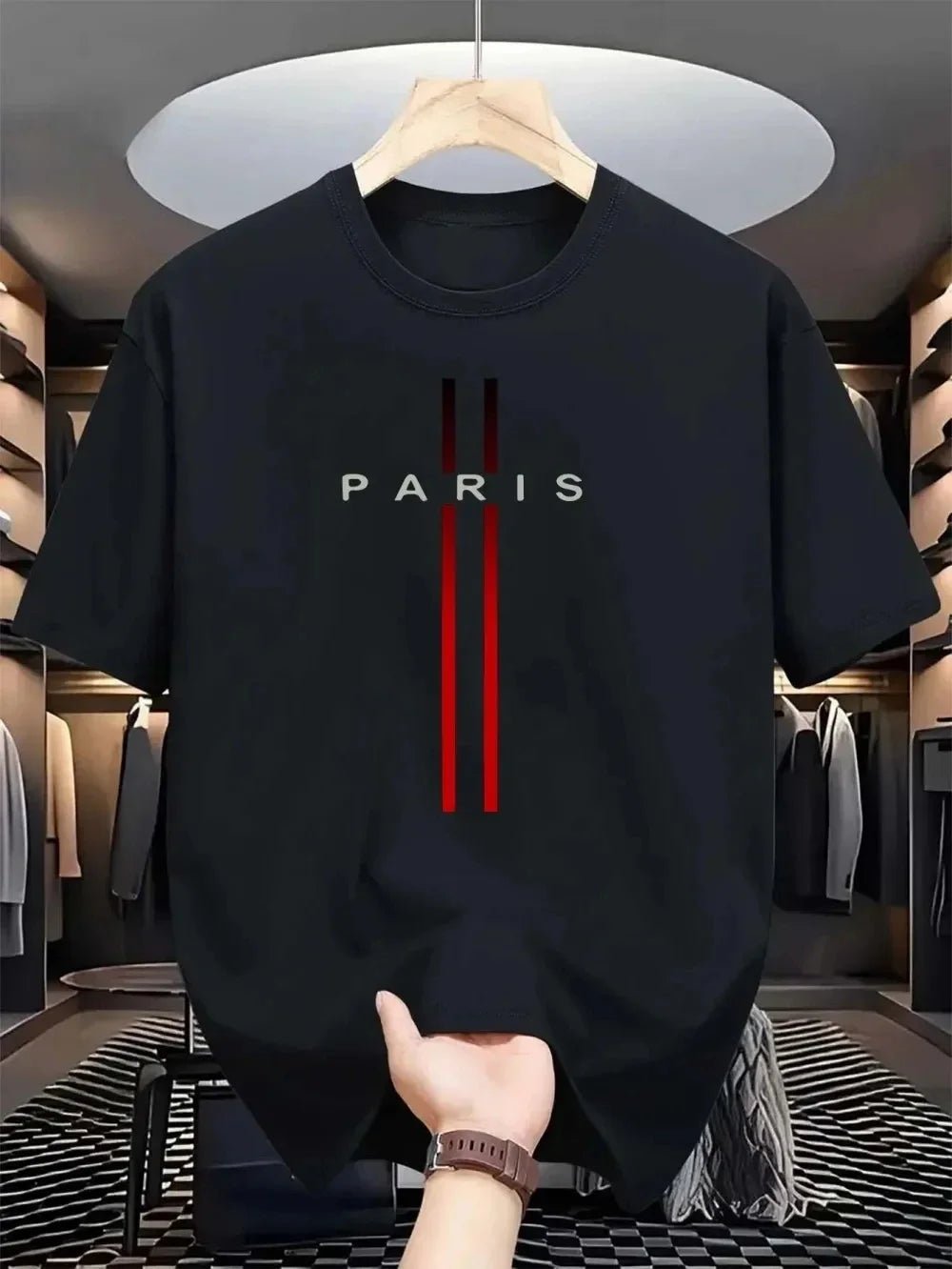 Men's Paris Letter Print T-Shirt - Creative Summer Loose Casual Round Neck Top | StepbyStepNow - StepByStepNow