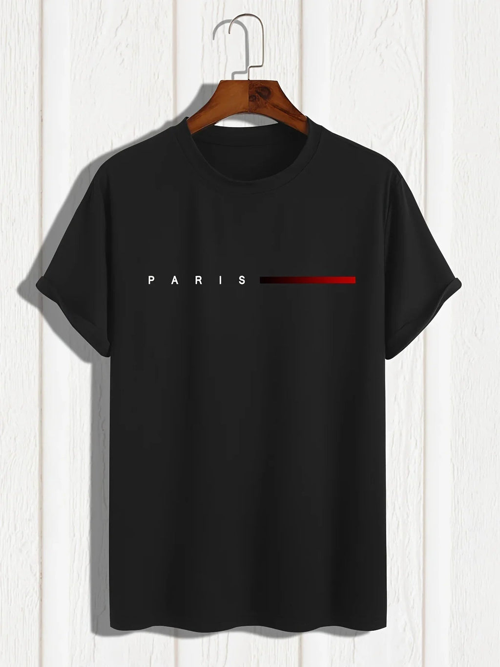 Men's Paris Letter Print T-Shirt - Creative Summer Loose Casual Round Neck Top | StepbyStepNow - StepByStepNow