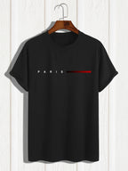 Men's Paris Letter Print T-Shirt - Creative Summer Loose Casual Round Neck Top | StepbyStepNow - StepByStepNow