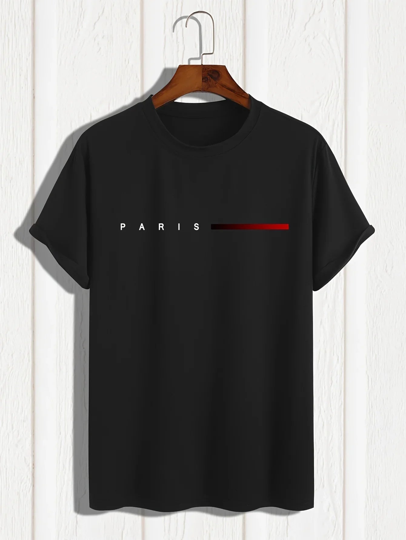 Men's Paris Letter Print T-Shirt - Creative Summer Loose Casual Round Neck Top | StepbyStepNow - StepByStepNow