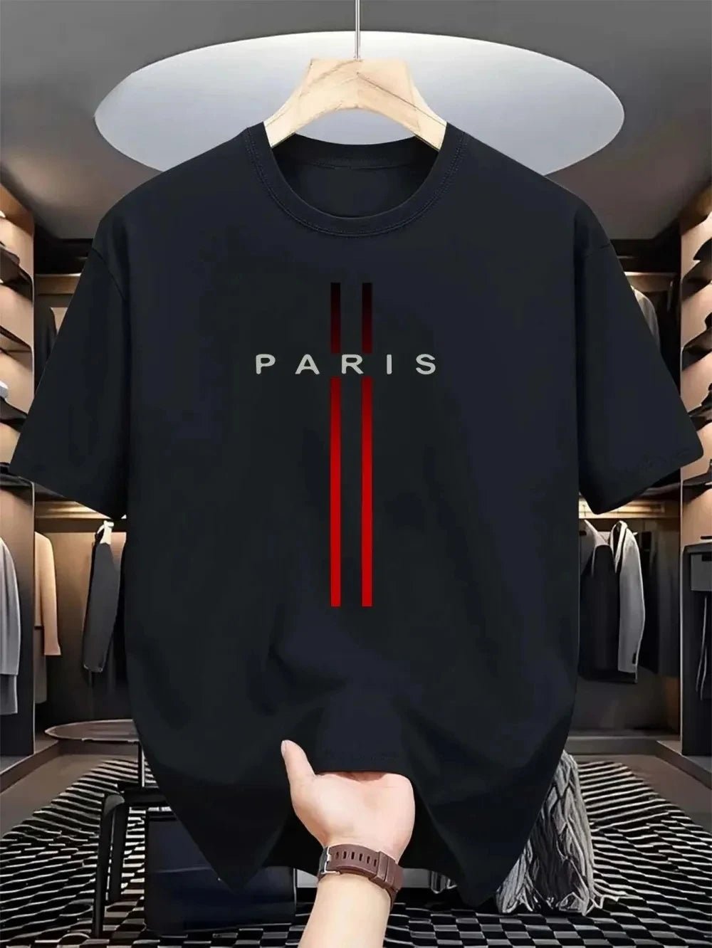 Men's Paris Letter Print T-Shirt - Creative Summer Loose Casual Round Neck Top | StepbyStepNow - StepByStepNow