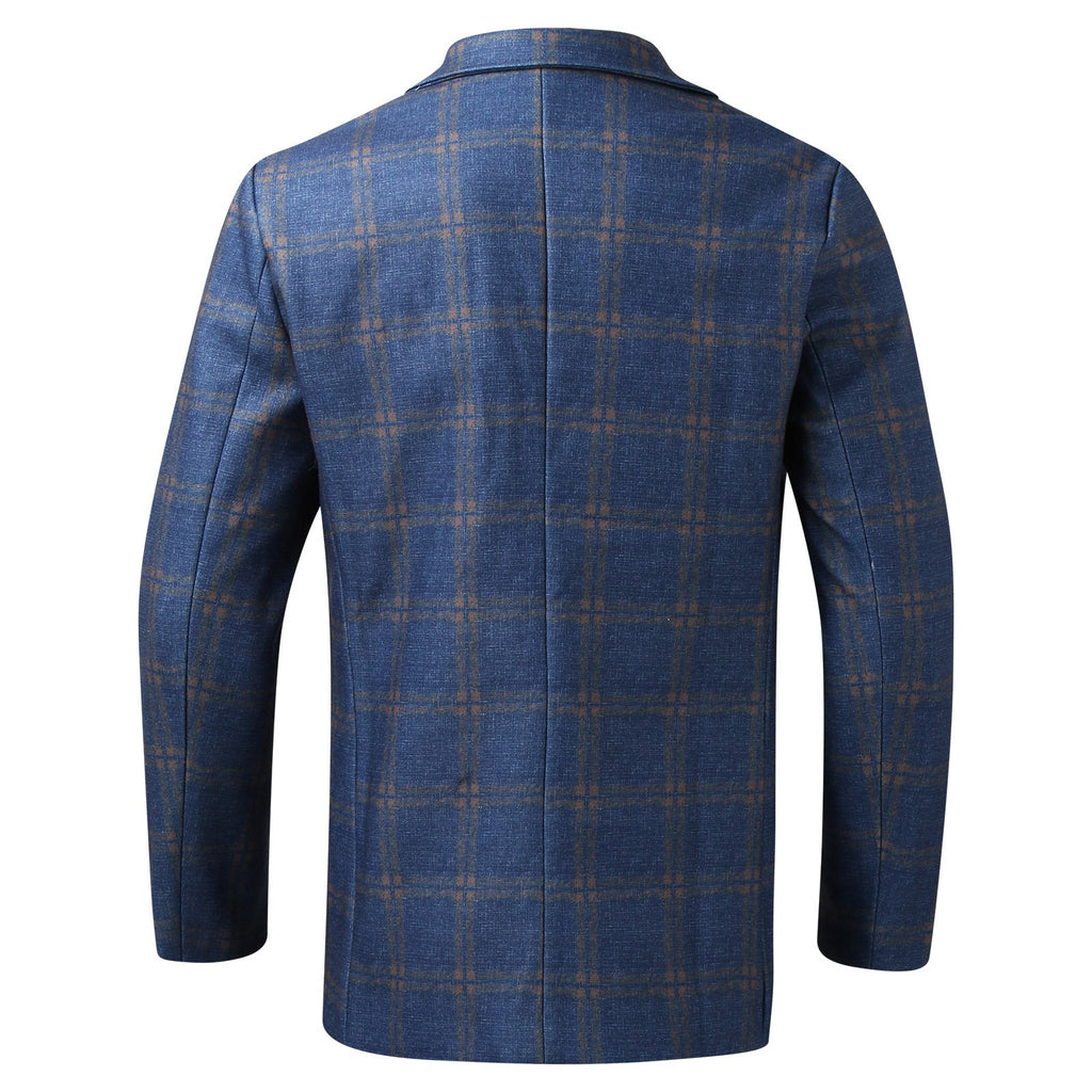Men's Plaid Lapel Long Sleeve Suit Coat Men's Business Suit - StepByStepNow