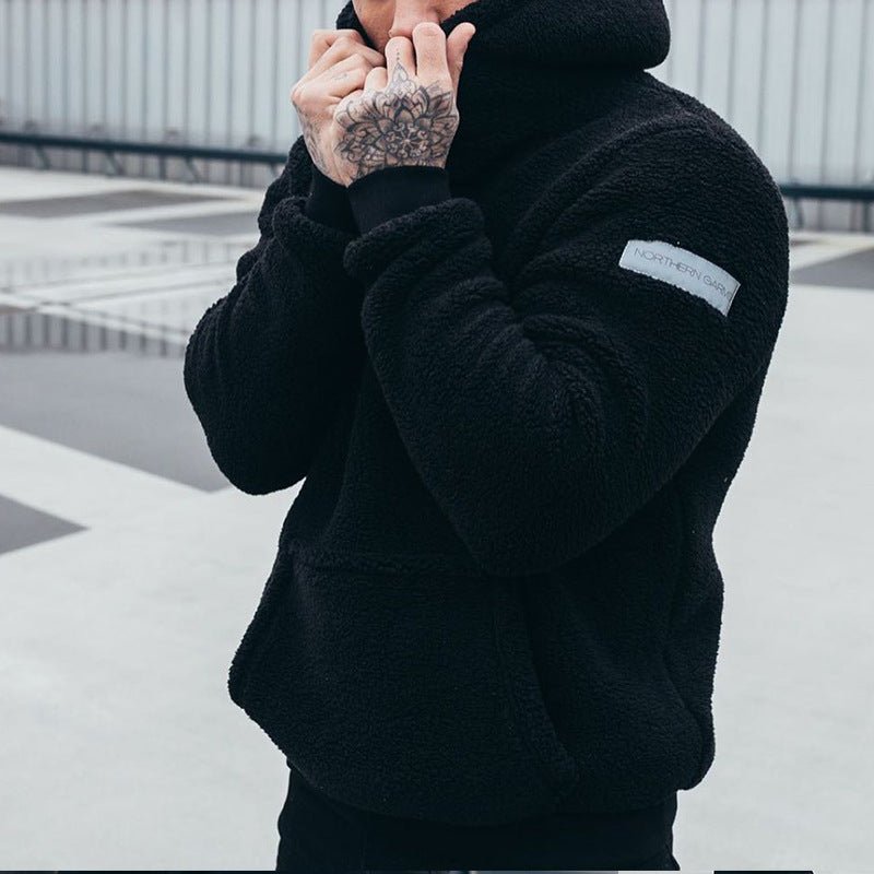 Men's Plush Hoodies Sweatshirt With Big Pocket Fashion Long - sleeved Pullover Hooded Top Solid Clothing - StepByStepNow