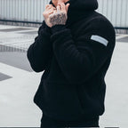 Men's Plush Hoodies Sweatshirt With Big Pocket Fashion Long - sleeved Pullover Hooded Top Solid Clothing - StepByStepNow